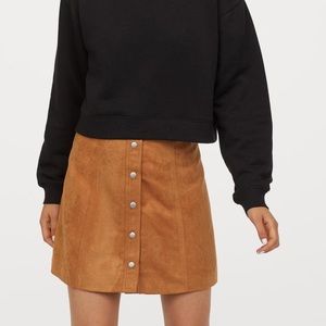 HM Faux Suede A Line Button Mini Skirt NWOT 2